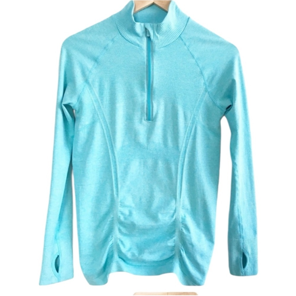 Athleta sz large Aqua Long Sleeve Quarter-Zip‎ Pullover